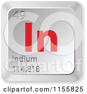 3d Red And Silver Indium Chemical Element Keyboard Button