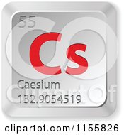 3d Red And Silver Caesium Chemical Element Keyboard Button