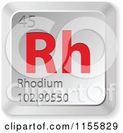 3d Red And Silver Rhodium Chemical Element Keyboard Button