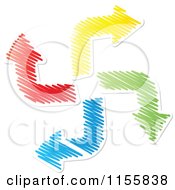 Clipart Of A Spiral Of Colorful Scribbled Arrows Royalty Free Vector Illustration by Andrei Marincas