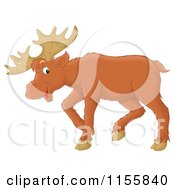 Cartoon Of A Happy Brown Moose Royalty Free Illustration by Alex Bannykh