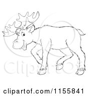 Cartoon Of A Happy Outlined Moose Royalty Free Illustration by Alex Bannykh