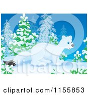 Poster, Art Print Of Cute White Weasel In The Snow