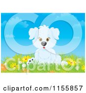 Cartoon Of A Puppy In A Field Of Wildflowers Royalty Free Illustration