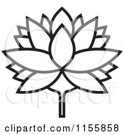 Poster, Art Print Of Black And White Outlined Lutus Water Lily Flower
