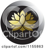 Clipart Of A Gold Lotus Water Lily Flower Icon Royalty Free Vector Illustration by Lal Perera