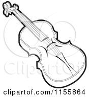 Clipart Of A Black And White Violin Royalty Free Vector Illustration by Lal Perera