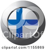 Clipart Of A Chrome Ring And Finland Flag Icon Royalty Free Vector Illustration