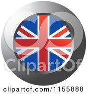 Clipart Of A Chrome Ring And UK Flag Icon Royalty Free Vector Illustration