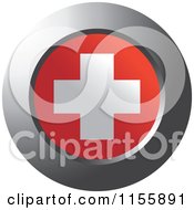 Clipart Of A Chrome Ring And Switzerland Flag Icon Royalty Free Vector Illustration