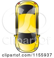 Clipart Of An Aerial View Of A Yellow Car Royalty Free Vector Illustration