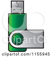 Clipart Of A Green USB Flash Drive Royalty Free Vector Illustration