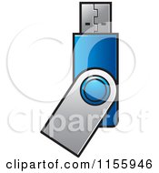 Clipart Of A Blue USB Flash Drive Royalty Free Vector Illustration