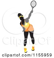 Poster, Art Print Of Silhouetted Swinging Tennis Woman In A Yellow Outfit