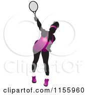 Poster, Art Print Of Silhouetted Swinging Tennis Woman In A Purple Outfit