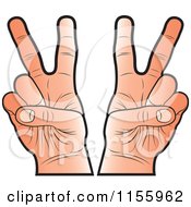 Clipart Of Victory Hands Royalty Free Vector Illustration by Lal Perera