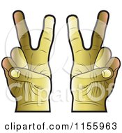 Clipart Of Gold Victory Hands Royalty Free Vector Illustration by Lal Perera