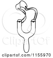 Clipart Of An Outlined Sling Shot Royalty Free Vector Illustration
