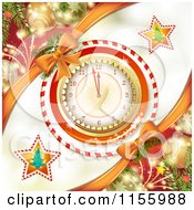 Poster, Art Print Of New Year Background Of Fireworks Ornaments And A Clock