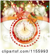 Poster, Art Print Of New Year Background Of Fireworks Baubles And A Clock