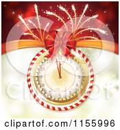 Poster, Art Print Of New Year Background Of Fireworks And A Clock