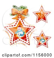 Poster, Art Print Of Candy Cane Stars With Snowmen And Fireworks