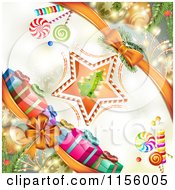 Poster, Art Print Of Christmas Background Of Presents Baubles And A Tree Star