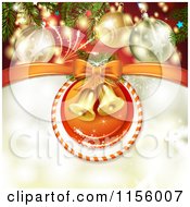 Christmas Background Of Bells In A Candy Cane Ring Under Baubles