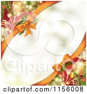 Poster, Art Print Of Christmas Background Baubles And Bows With Copyspace