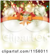 Poster, Art Print Of Christmas Background Baubles And A Bow With Copyspace