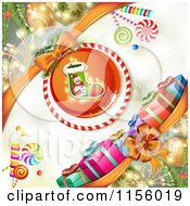 Poster, Art Print Of Christmas Background Of Presents Baubles Candy And A Stocking