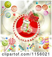 Clipart Of A Christmas Stocking And Candy Royalty Free Vector Illustration by merlinul