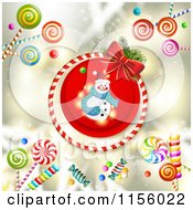 Poster, Art Print Of Christmas Snowman And Candy