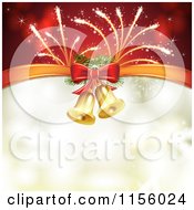 Poster, Art Print Of Christmas Background Of Fireworks And Bells With Copyspace