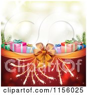 Poster, Art Print Of Christmas Background Of Presents Fireworks And A Bow