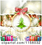 Clipart Of A Christmas Tree Bauble Over Presents Royalty Free Vector Illustration