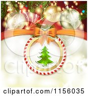 Poster, Art Print Of Christmas Background Of Fireworks Baubles And A Christmas Tree 2