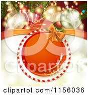 Poster, Art Print Of Christmas Background Of Fireworks Baubles And A Round Candy Cane Frame 2