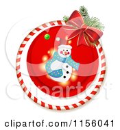 Poster, Art Print Of Christmas Snowman Candy Cane Ring And Bow
