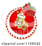 Poster, Art Print Of Christmas Stocking Candy Cane Ring And Bow