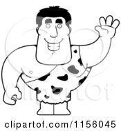 Cartoon Clipart Of A Black And White Strongman Holding Up His Arm And Waving Vector Outlined Coloring Page by Cory Thoman