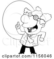 Cartoon Clipart Of A Black And White Male Scientist With An Idea Vector Outlined Coloring Page
