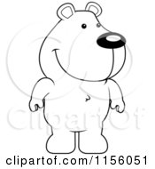 Cartoon Clipart Of A Black And White Cute Standing Bear Vector Outlined Coloring Page