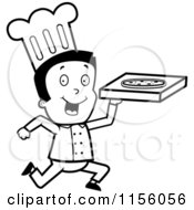 Poster, Art Print Of Black And White Running Pizza Delivery Boy Chef