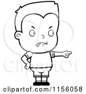 Cartoon Clipart Of A Black And White Little Boy Pointing The Blame Vector Outlined Coloring Page