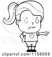 Poster, Art Print Of Black And White Little Girl Pointing The Blame