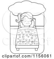 Poster, Art Print Of Black And White Little Girl Dreaming And Sleeping In Bed