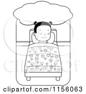 Poster, Art Print Of Black And White Cute Little Girl Sleeping And Dreaming In Bed