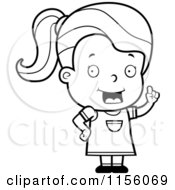 Poster, Art Print Of Black And White Toddler Girl With An Idea