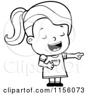 Poster, Art Print Of Black And White Toddler Girl Laughing And Pointing